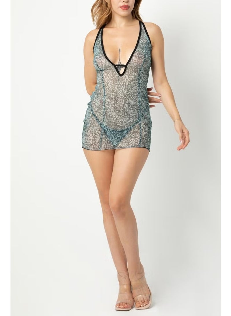 Phevos Patterned Low-cut Nightgown - Image 1